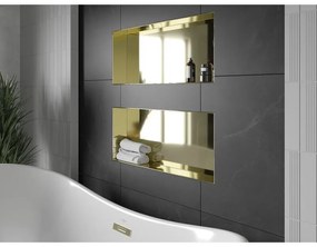 Mexen X-Wall-NR, polička na zapustenie pod obklad bez goliera 75 x 30 cm, zlatá lesklá, 1951753010