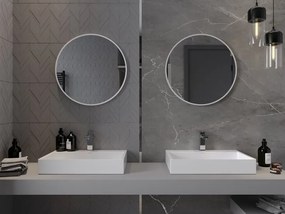 Mexen Loft kúpeľňové zrkadlo okrúhle 60 cm, biely rám - 9850-060-060-000-20