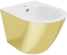 Mexen Lena, závesný bidet 480x370x325 mm, biela - zlatá, 35224806