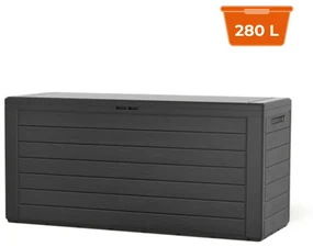 Prosperplast Úložný box WOODEBOX, 280L, 120x46x57cm, antracitová