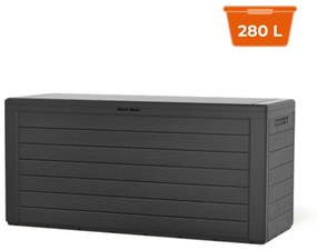 Prosperplast Úložný box WOODEBOX, 280L, 120x46x57cm, antracitová