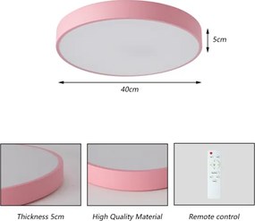 Brilagi - LED stmievateľné stropné svietidlo POOL, 48 W, 230 V, 3000–6000 K, 40 cm, ružové, s diaľkovým ovládaním