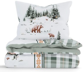 Vianočné bavlnené obliečky Renforcé - Medvede v zime