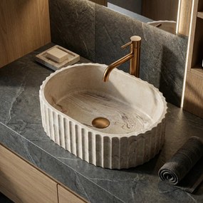Rea Margaret Gio, umývadlo na dosku 495×355×155 mm, béžová – imitácia kameňa, REA-U3522