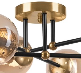 Prisadený luster MALENA 6xE14/5W/230V zlatá/čierna/dymová béžová