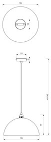 Závesné svietidlo Beta, 1x biele/čierne kovové tienidlo, (fi 35cm), b