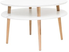 Biely konferenčný stolík s prírodnými nohami Ragaba UFO, Ø 70 cm