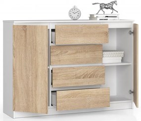 Komoda K140 2D 4SZ CLP biela / sonoma