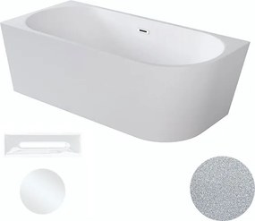 Besco Akrylátová voľne stojaca rohová vaňa Zoya Glam S 150x75 (170x80) biela/strieborná BESCO-Typ výpuste: Click-Clack s prepadom, grafit, BESCO-Rozm…