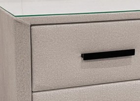 Nočný stolík s 2 zásuvkami Joy, svetlo béžová látka