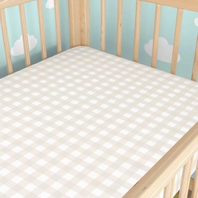 Goldea bavlnená napínacia plachta do detskej postieľky - latte kocky 60 x 120 cm