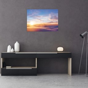 Sklenený obraz - Západ slnka nad mrakmi (70x50 cm)