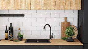 Rea Nels, 1-komorový granitový drez 560x465x200 mm, čierna škvrnitá, ZLE-00114