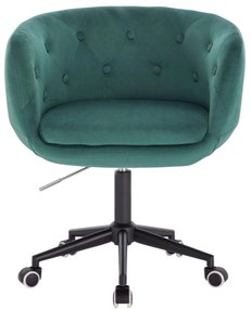 LuxuryForm DESIGN Kreslo MONTANA VELUR na čiernej podstave s kolieskami - zelená