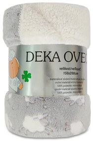 Baránková deka OVEČKA s ovečkami šedo-krémová 150 x 200 cm