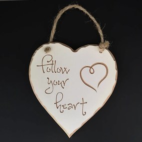 AMADEA Drevené srdce s rytým textom - Follow your heart, masívne drevo, 16x15x1 cm