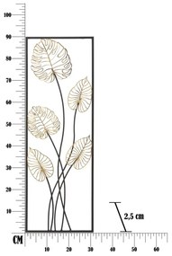 Kovová závesná dekorácia so vzorom listov Mauro Ferretti Luxy -A-, 31 x 90 cm