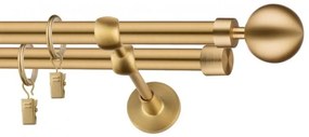 Dekorstudio Garniža dvojradová Guľa MODERN zlatá 19mm Dĺžka: 120cm, Typ uchytenia: Držiak dvojitý modern, Typ príslušenstva: Bez príslušenstva