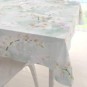 Biante Dekoračný štvorcový obrus PM-019 Orchidey na svetlo zelenom 90x90 cm
