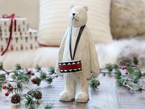 Vianočná dekorácia stojaci medveď s bubienkom Bear Drum - 12*12*25 cm
