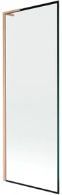 Mexen Next L, 1-krídlová vaňová zástena 70 x 150 cm, 6mm číre sklo-čierny vzor, medený profil, 895-070-000-03-70-65