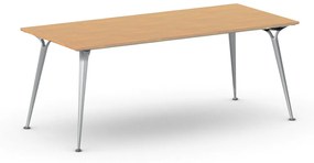 Kancelársky stôl PRIMO ALFA, sivostrieborná podnož, 2000 x 900 mm, buk