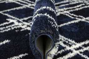 Koberec Boho 668 Romby Kreski tmavomodrý / krémový