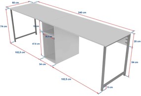 Kancelářská sestava pro 2 osoby TWIN bílá/zlatá