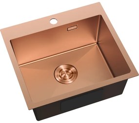 Mexen Solix, 1-komorový nerezový drez 500 x 450 mm, brúsená meď, 6402501000-65