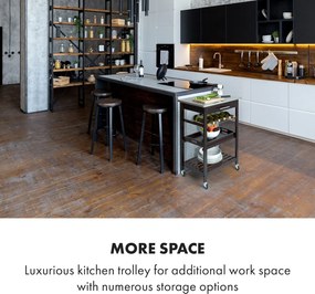 Klarstein Vermont, servírovací vozík, kuchynský vozík, 5 poschodí, drevo, ušľachtilá oceľ, mobilný