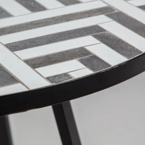 Dizajnový okrúhly stôl TALBOT Ø 90 cm bielo-čiernej keramiky
