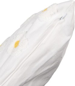 Biely dekoračný vankúš s 3D sedmokráskami – 45*45*4 cm