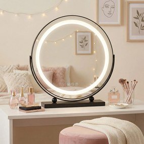 Rea MAKE-UP, kozmetické LED zrkadlo 40 cm v čiernom ráme na postavenie, HOM-12020