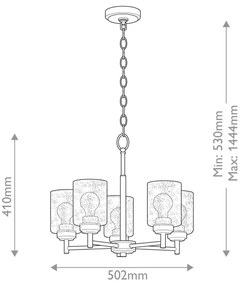 Kichler KL-WINSLOW5-NBR - Luster na reťazi WINSLOW 5xE27/60W/230V mosadz