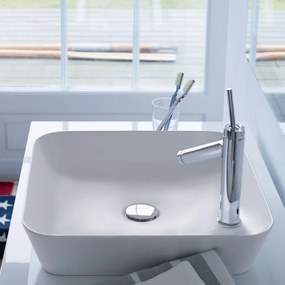 DURAVIT Cape Cod štvorcové umývadlo na dosku s ostrovčekom pre batériu, bez prepadu, 460 x 460 mm, biela matná, s povrchom WonderGliss, 23404632001