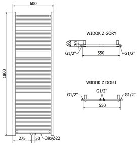 Mexen Mars, elektrické vykurovacie teleso 1800x600 mm, 900W, čierna, W110-1800-600-2900-70