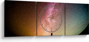 Obraz - obloha plná hviezd (s hodinami) (90x30 cm)