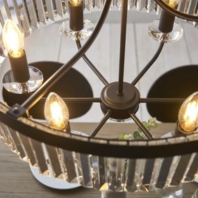 Endon 100711 - Luster na reťazi CHESTERFIELD 6xE14/6W/230V priemer 55 cm čierna