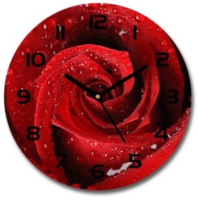 Sklenené hodiny okrúhle Kvapky na ružu pl_zso_30_c-f_37464697