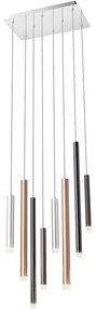 Redo 01-2049 - LED Luster na lanku MADISON 8xLED/4W/230V lesklý chróm/čierna/meď