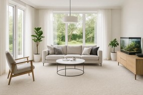 Metrážny koberec Bali 069, na mieru, šíře 4m, biela, filc, detská izba