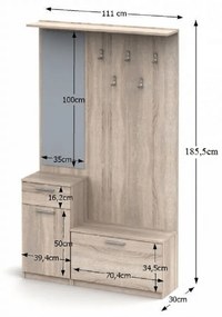 Predsieňová zostava, dub sonoma, NOKO-SINGA 04