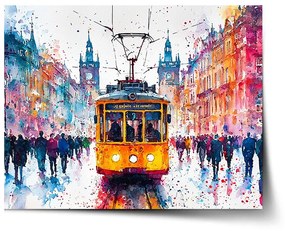 Sablio Plagát Žltá električka Paint - 60x40 cm