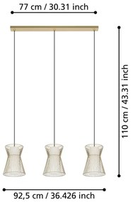 Eglo 99636 - Luster na lanku MASETA 3xE27/40W/230V zlatá