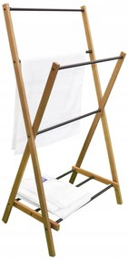 Erga Aurora, drevený vešiak na uteráky 57,5x35x103 cm na postavenie, hnedá-čierna, ERG-SEP-10STOREAURDSM