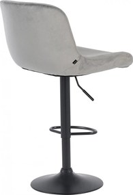 Barová stolička Solon - zamat, čierny rám - šedá