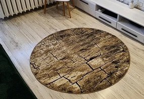 Okrúhly hnedý koberec Loft 265 – vzor suchá zem 160x160 cm