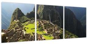 Obraz - Machu Picchu (s hodinami) (90x30 cm)