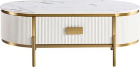 Konferenční stolek Stilig ST380C 124 cm zlatý/bílý mramor