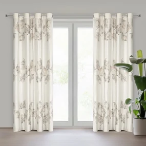 ZATEMŇOVACÍ ZÁVES NA KRÚŽKOCH IDALIA 140X250 CM LISTY
